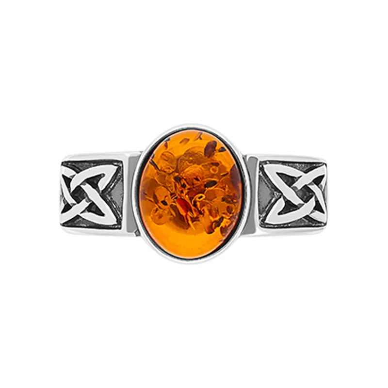 Sterling Silver Amber Celtic Band Ring sold by Jura Watches product image thumbnail 2