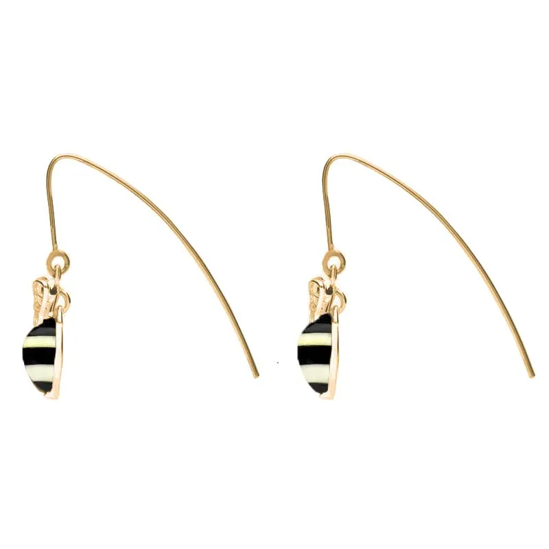 9ct Yellow Gold Amber Whitby Jet Bee Small Hook Earrings sold by Jura Watches product image thumbnail 2