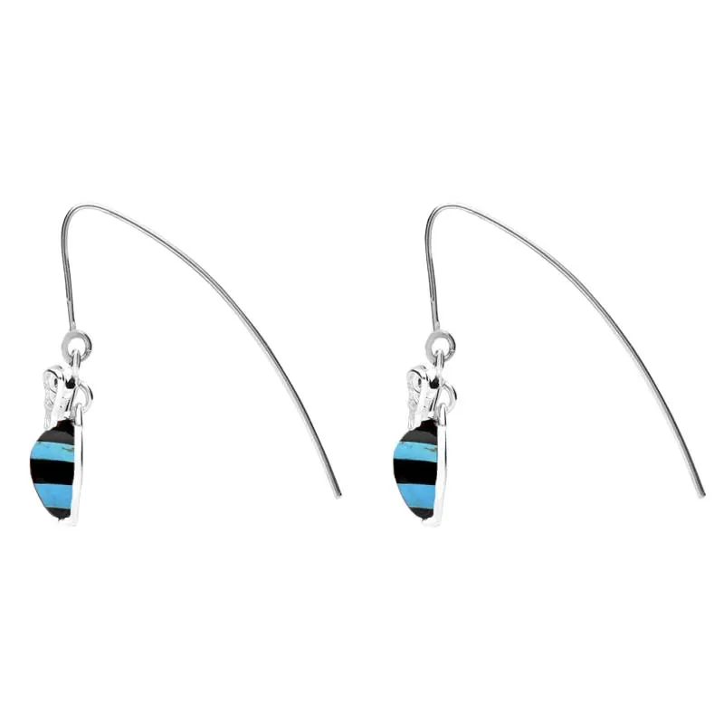 Sterling Silver Turquoise Whitby Jet Bee Small Hook Earrings sold by Jura Watches product image thumbnail 2
