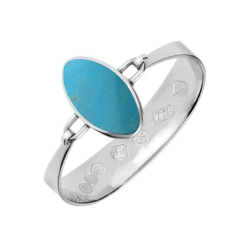 18ct White Gold Turquoise Oval Stone Heavy Bangle sold by Jura Watches