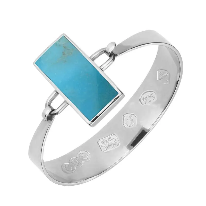 Sterling Silver Turquoise Oblong Stone Heavy Bangle sold by Jura Watches