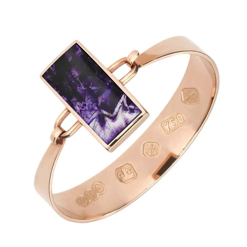 18ct Rose Gold Blue John Oblong Stone Heavy Bangle sold by Jura Watches