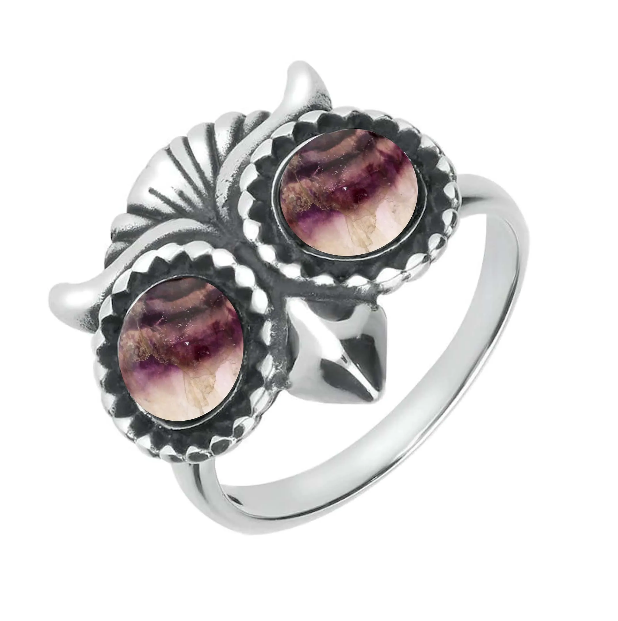 Sterling Silver Blue John Owl Eyes Ring sold by Jura Watches