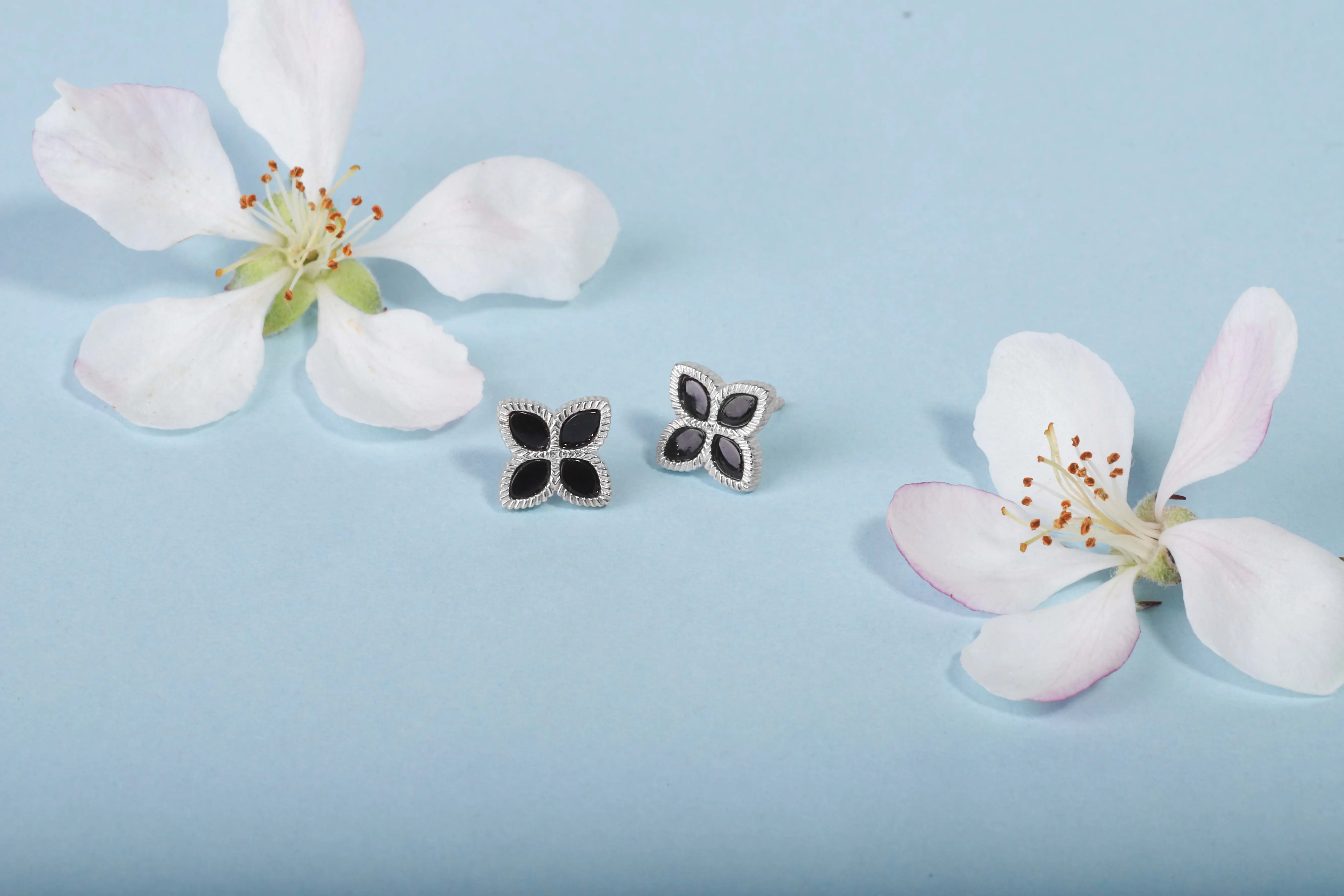 Sterling Silver Whitby Jet Eden Marquise Flower Stud Earrings sold by Jura Watches product image thumbnail 4
