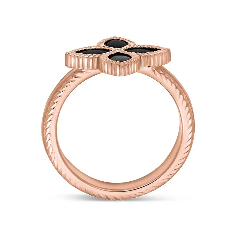18ct Rose Gold Whitby Jet Eden Marquise Flower Ring sold by Jura Watches product image thumbnail 3