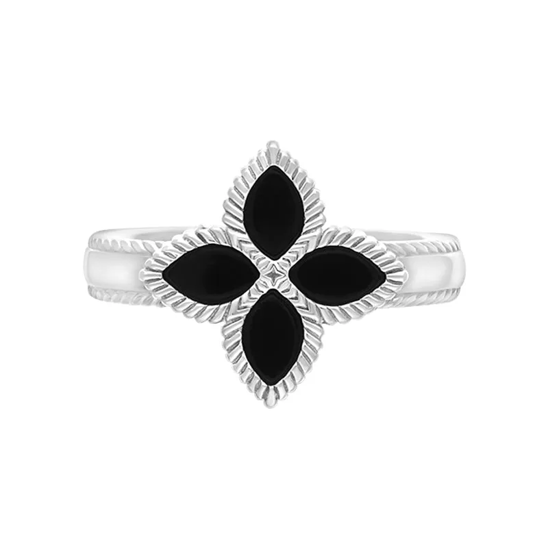 18ct White Gold Whitby Jet Eden Marquise Flower Ring sold by Jura Watches product image thumbnail 2