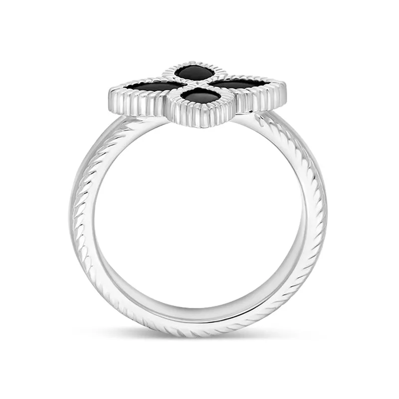 18ct White Gold Whitby Jet Eden Marquise Flower Ring sold by Jura Watches product image thumbnail 3