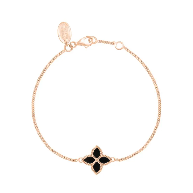 18ct Rose Gold Whitby Jet Eden Marquise Flower Bracelet sold by Jura Watches