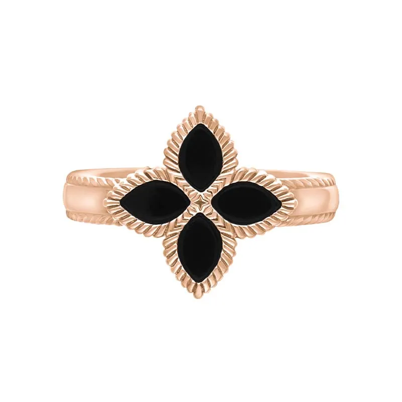 9ct Rose Gold Whitby Jet Eden Marquise Flower Ring sold by Jura Watches product image thumbnail 2