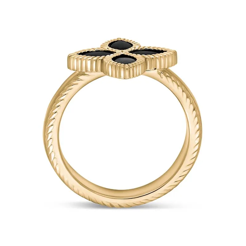 9ct Yellow Gold Whitby Jet Eden Marquise Flower Ring sold by Jura Watches product image thumbnail 3