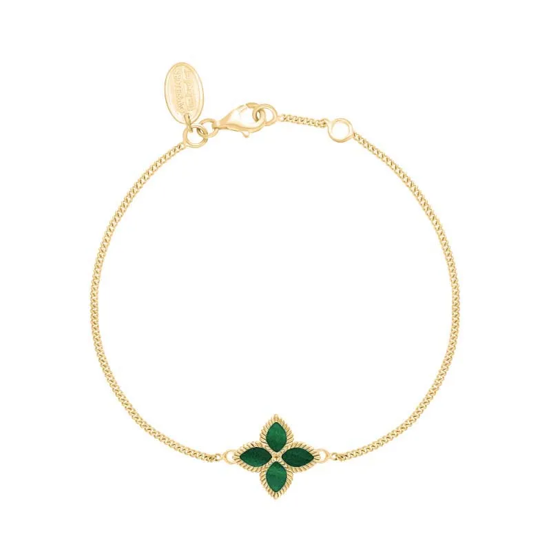 18ct Yellow Gold Malachite Eden Marquise Flower Bracelet sold by Jura Watches