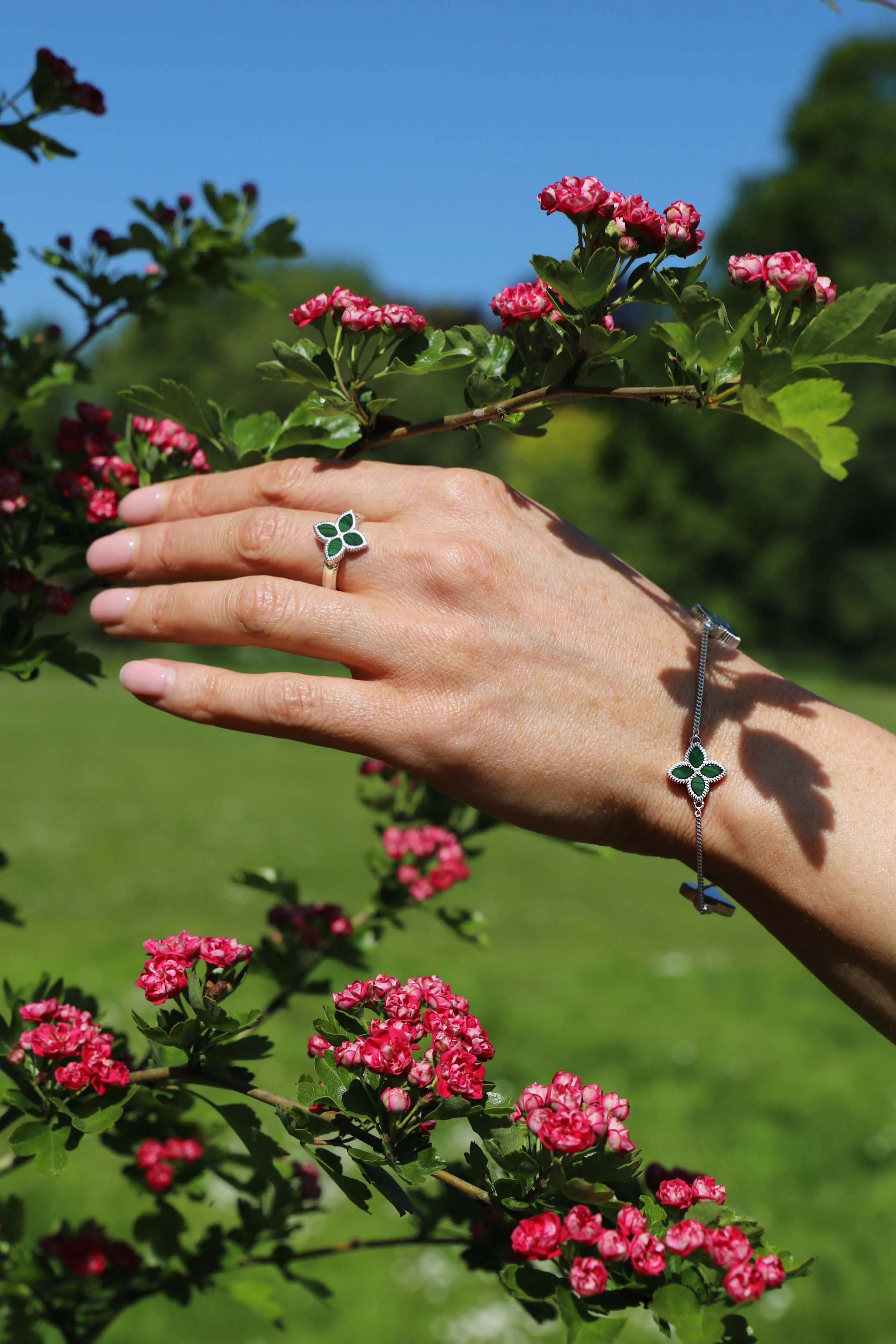 Sterling Silver Malachite Eden Marquise Flower Ring sold by Jura Watches product image thumbnail 4