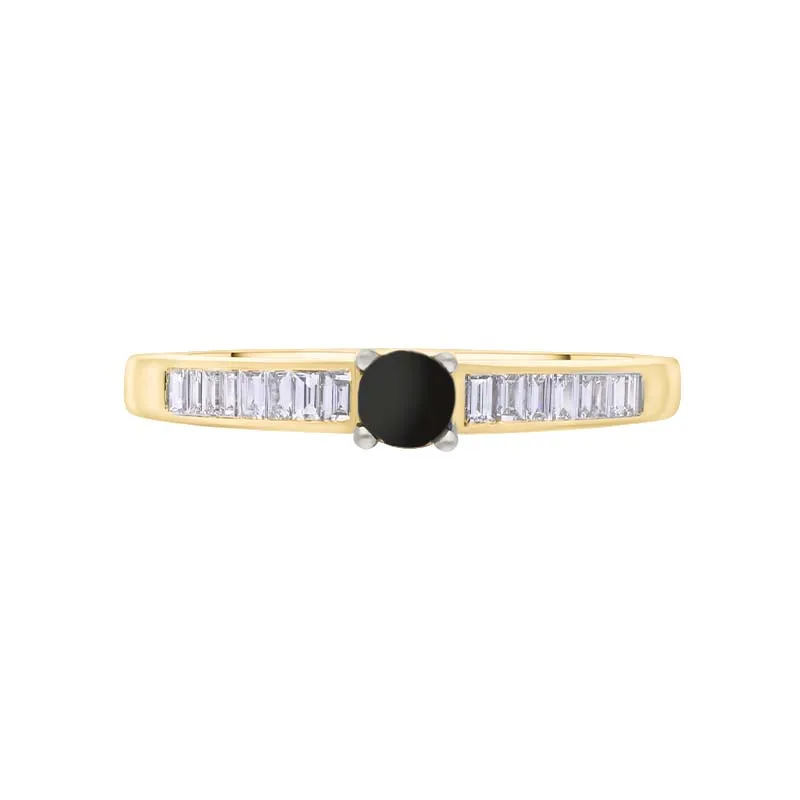 18ct Yellow White Gold Whitby Jet Diamond 0.20ct Round Claw Set Ring sold by Jura Watches product image thumbnail 2