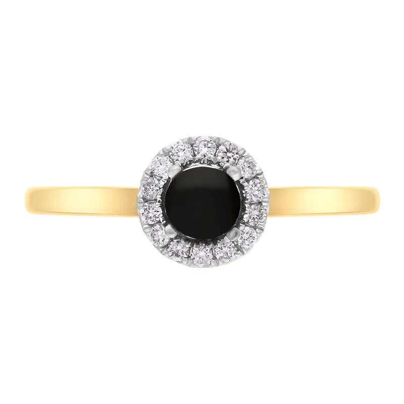 18ct Yellow White Gold Whitby Jet 0.10ct Diamond Round Ring sold by Jura Watches product image thumbnail 2