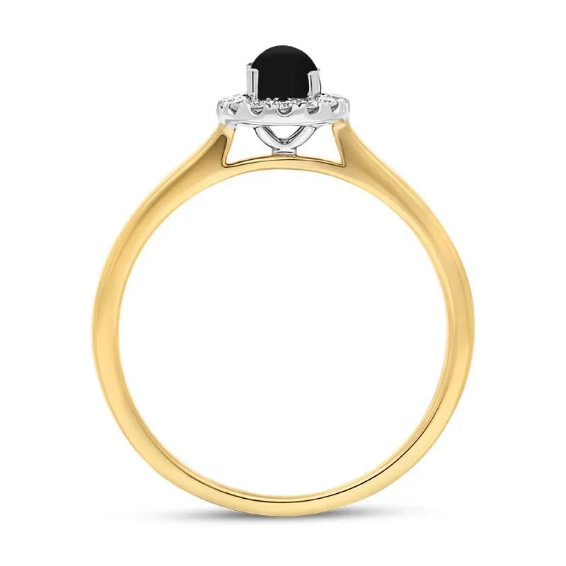 18ct Yellow White Gold Whitby Jet 0.10ct Diamond Round Ring sold by Jura Watches product image thumbnail 3