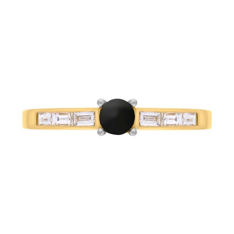 18ct Yellow White Gold Whitby Jet Diamond 0.31ct Round Claw Set Ring sold by Jura Watches product image thumbnail 2
