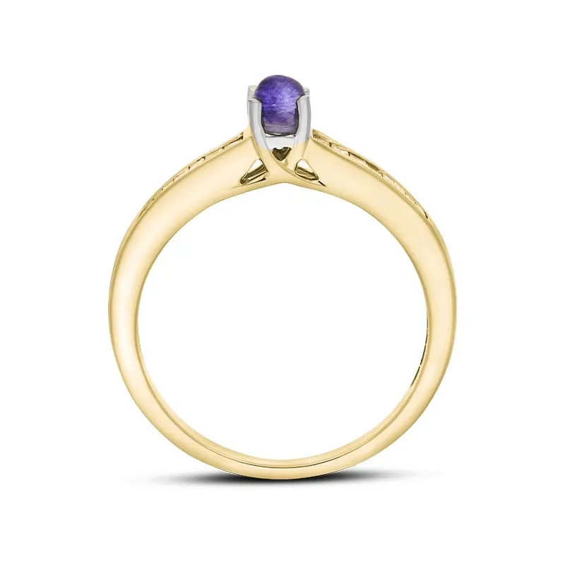 18ct Yellow White Gold Blue John Diamond 0.20ct Round Claw Set Ring sold by Jura Watches product image thumbnail 3