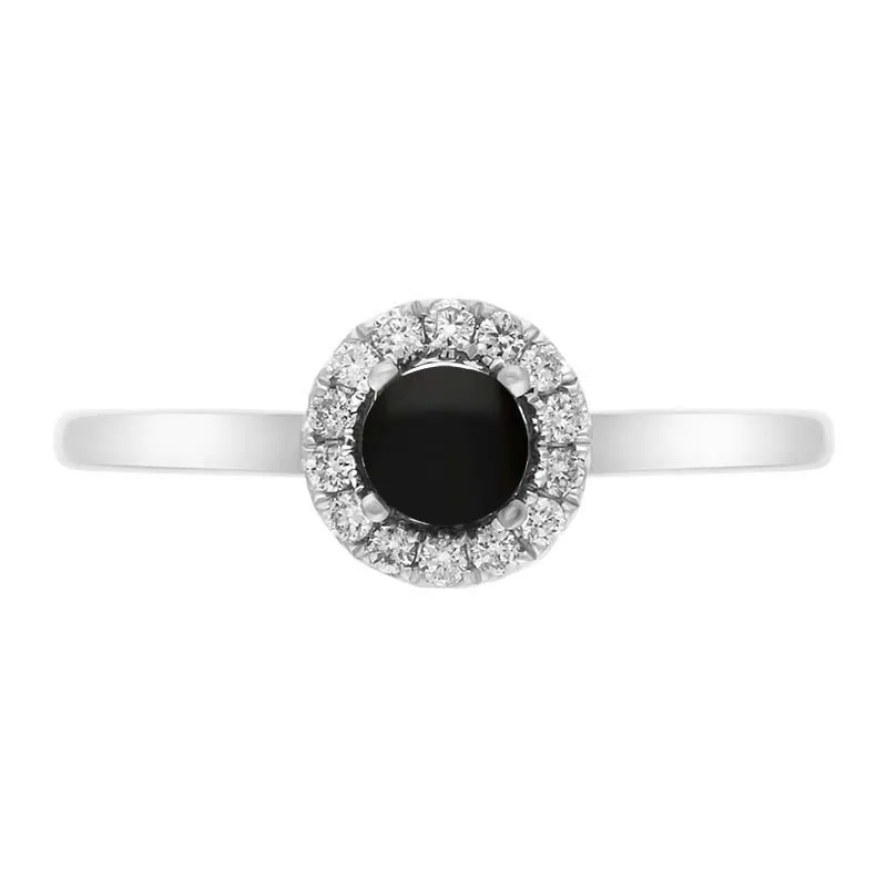 18ct White Gold Whitby Jet 0.10ct Diamond Round Ring sold by Jura Watches product image thumbnail 2