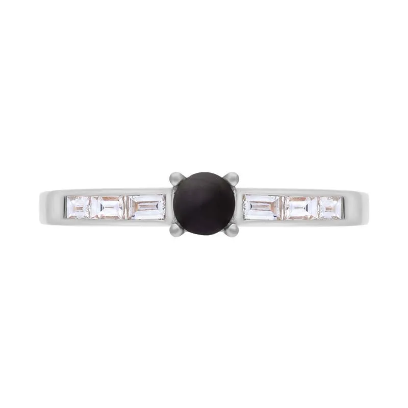 18ct White Gold Whitby Jet Diamond 0.31ct Round Claw Set Ring sold by Jura Watches product image thumbnail 2