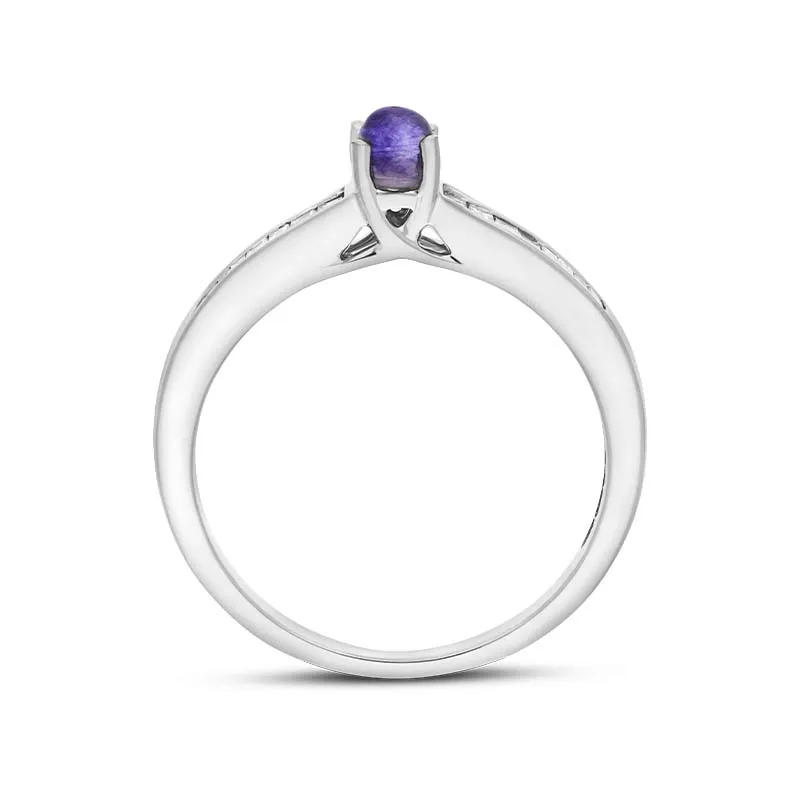 18ct White Gold Blue John Diamond 0.20ct Round Claw Set Ring sold by Jura Watches product image thumbnail 3