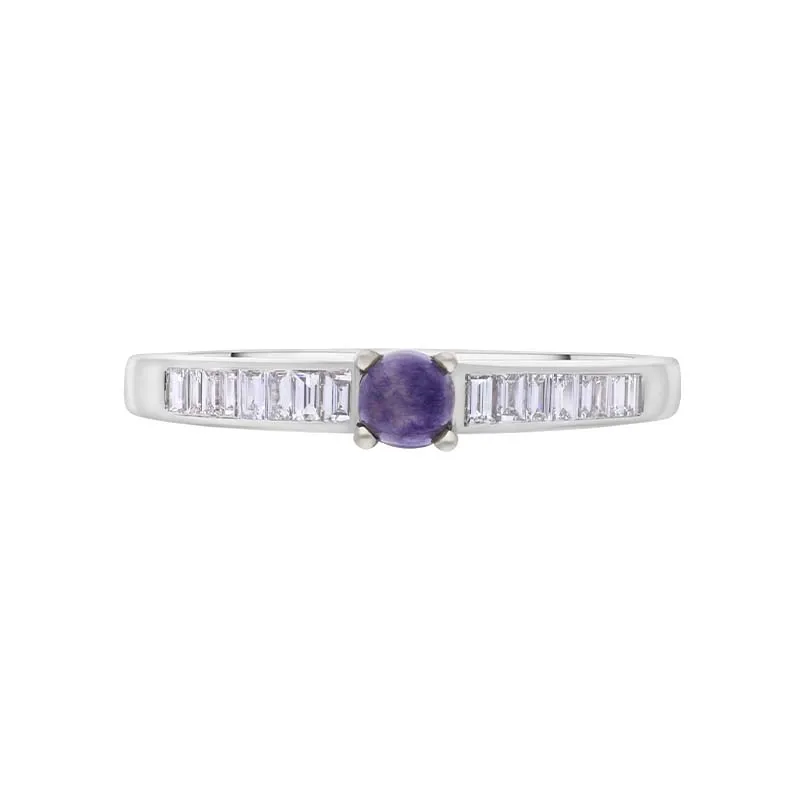 18ct White Gold Blue John Diamond 0.20ct Round Claw Set Ring sold by Jura Watches product image thumbnail 2