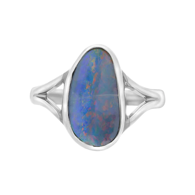Sterling Silver Opal Doublet Abstract Split Shank Ring D sold by Jura Watches product image thumbnail 2