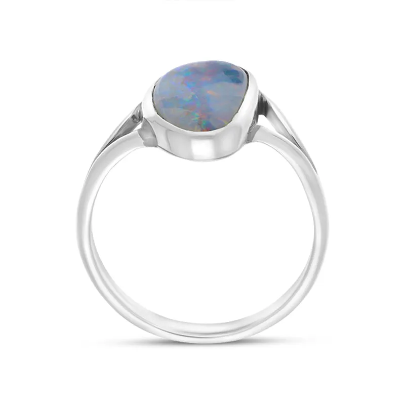 Sterling Silver Opal Doublet Abstract Split Shank Ring D sold by Jura Watches product image thumbnail 3