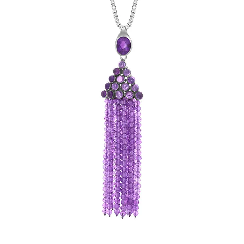 Sterling Silver  Rhodium Amethyst Large Cascade Tassel Necklace D sold by Jura Watches