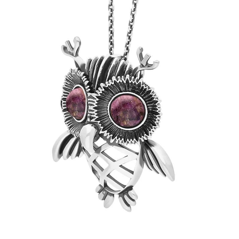 Sterling Silver Large Blue John Owl Necklace sold by Jura Watches product image thumbnail 2