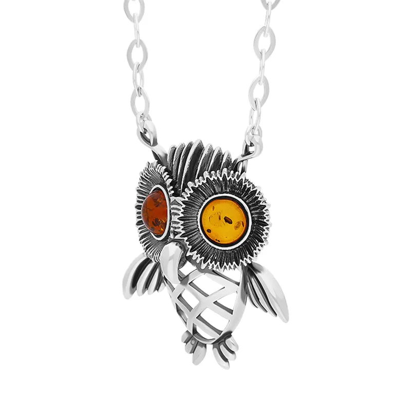 Sterling Silver Amber Owl Necklace sold by Jura Watches product image thumbnail 2