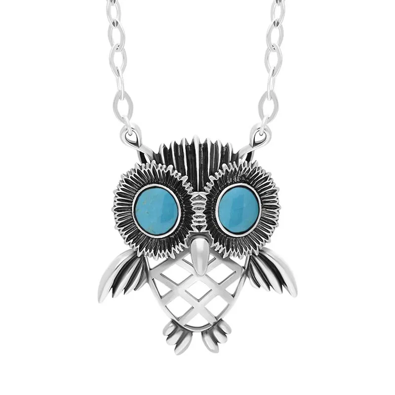 Sterling Silver Turquoise Owl Necklace sold by Jura Watches