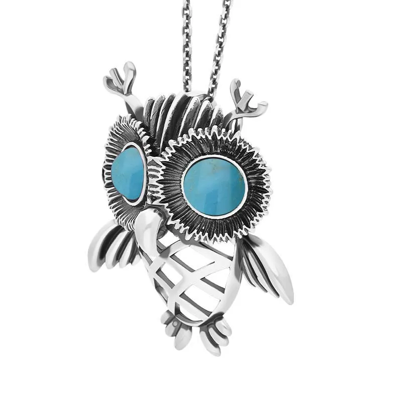 Sterling Silver Large Turquoise Owl Necklace sold by Jura Watches product image thumbnail 2