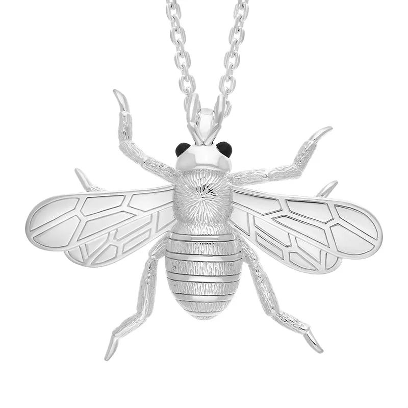 Sterling Silver Whitby Jet Large Bee Necklace sold by Jura Watches