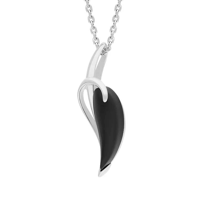 Sterling Silver Whitby Jet Abstract Leaf Necklace sold by Jura Watches product image thumbnail 2