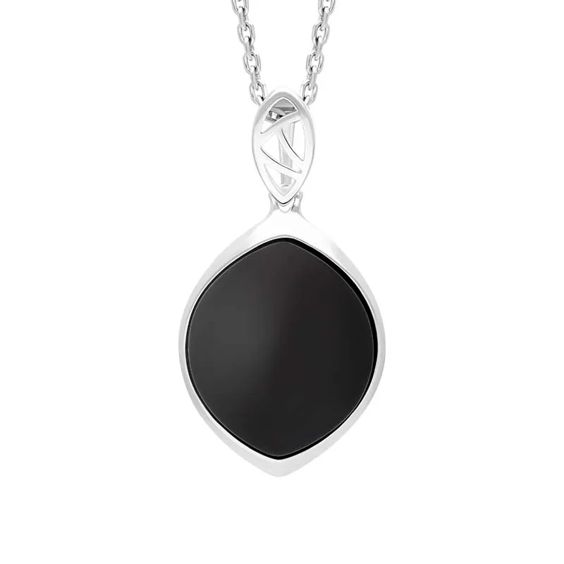 Sterling Silver Whitby Jet Wide Marquise Necklace sold by Jura Watches