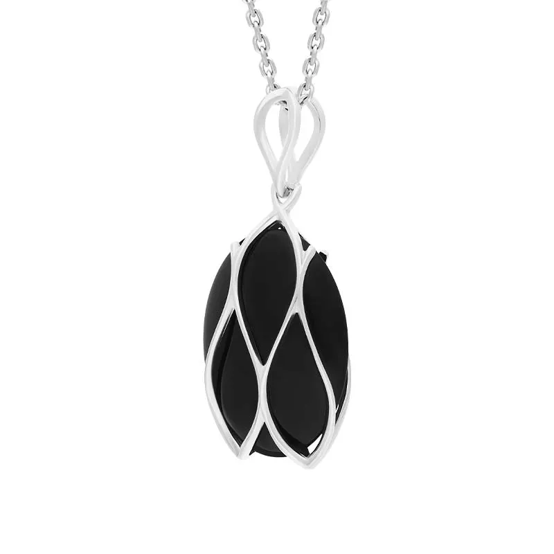 Sterling Silver Whitby Jet Caged Oval Necklace sold by Jura Watches product image thumbnail 2