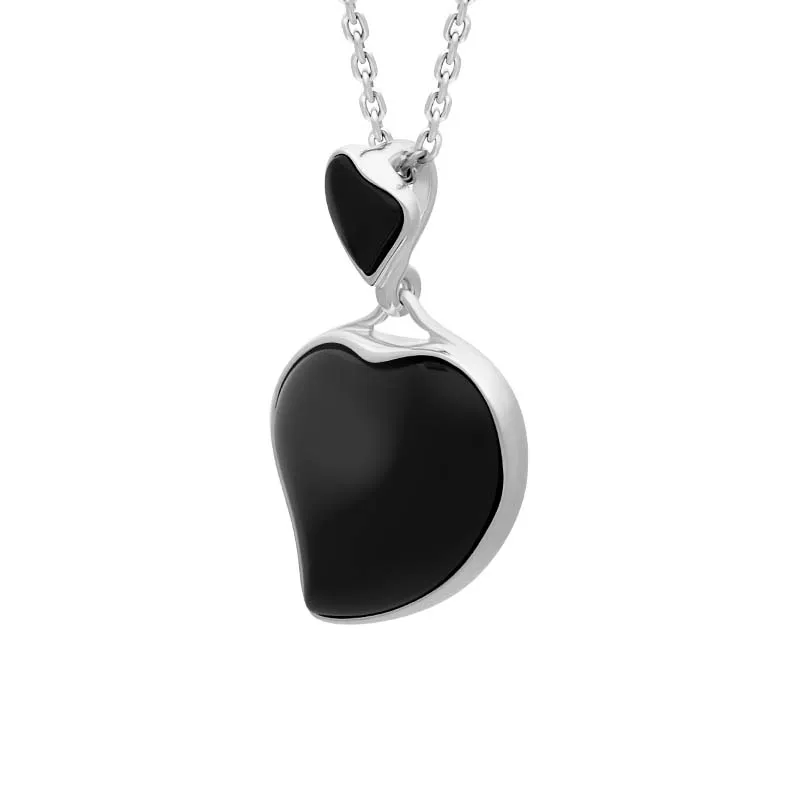 Sterling Silver Whitby Jet Abstract Double Heart Necklace sold by Jura Watches product image thumbnail 2