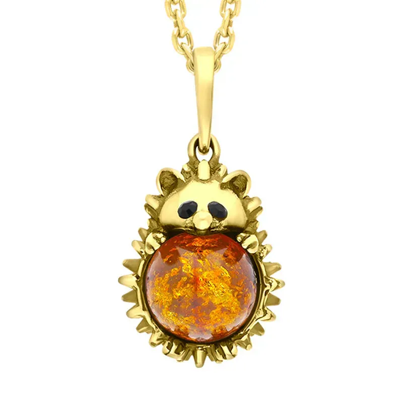 9ct Yellow Gold Amber Medium Hedgehog Necklace sold by Jura Watches
