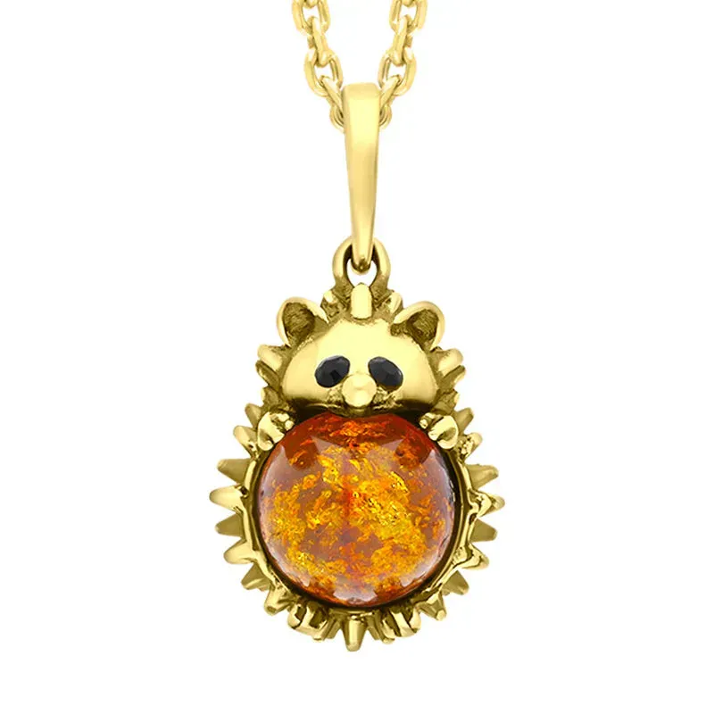 18ct Yellow Gold Amber Medium Hedgehog Necklace sold by Jura Watches