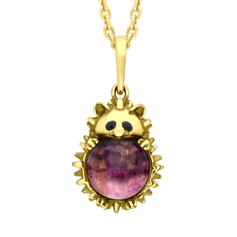18ct Yellow Gold Blue John Medium Hedgehog Necklace sold by Jura Watches
