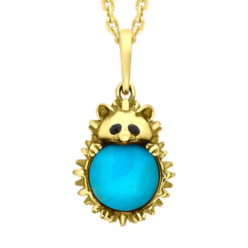 18ct Yellow Gold Turquoise Medium Hedgehog Necklace sold by Jura Watches