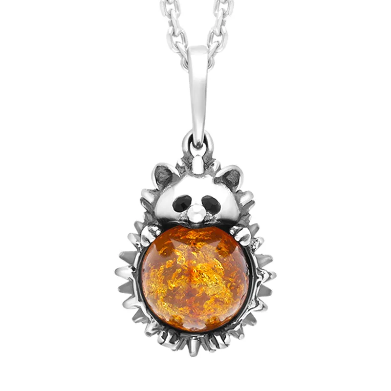 Sterling Silver Amber Large Hedgehog Necklace sold by Jura Watches