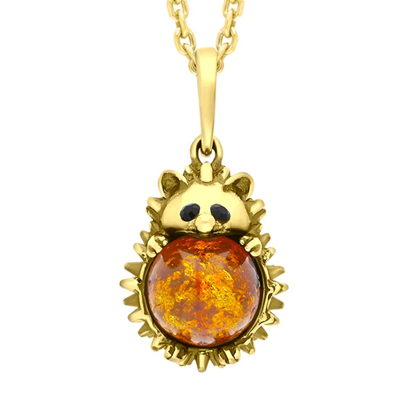 18ct Yellow Gold Amber Large Hedgehog Necklace sold by Jura Watches