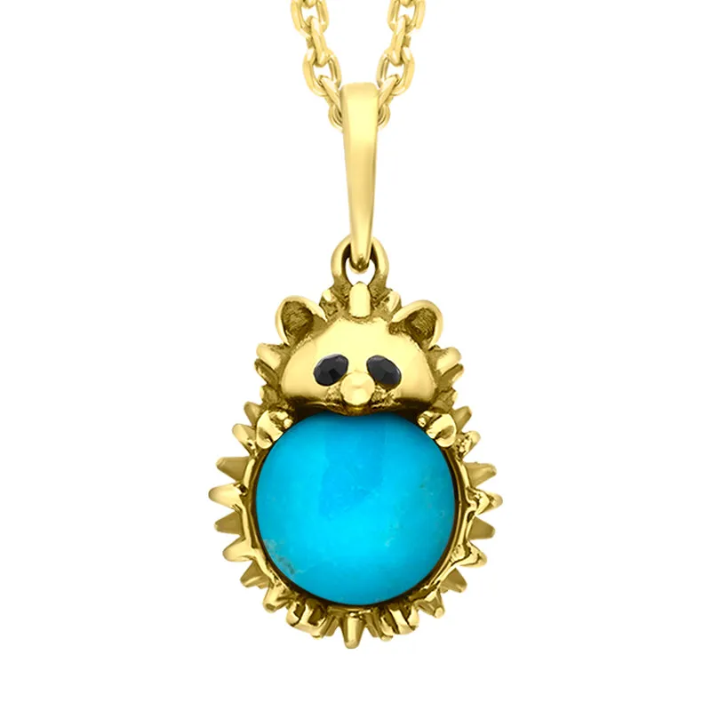 18ct Yellow Gold Turquoise Large Hedgehog Necklace sold by Jura Watches