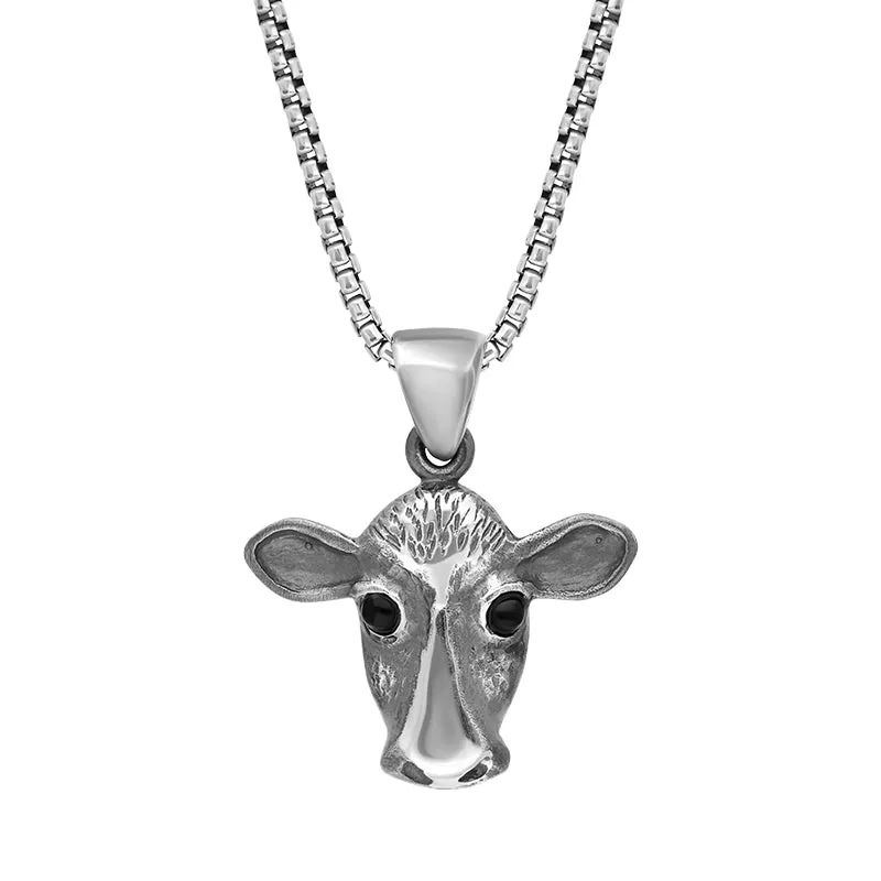 Sterling Silver Whitby Jet Small Cow Necklace sold by Jura Watches