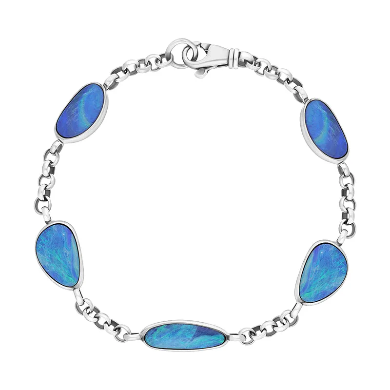 Sterling Silver 5 Stone Opal Doublet Abstract Bracelet D sold by Jura Watches