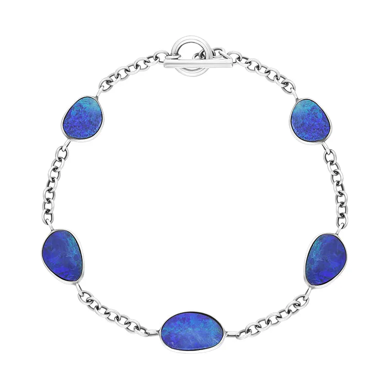 Sterling Silver 5 Stone Opal Doublet Abstract Bracelet D sold by Jura Watches