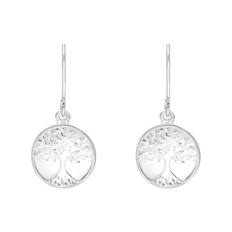 Sterling Silver Bauxite Round Tree of Life Drop Earrings sold by Jura Watches