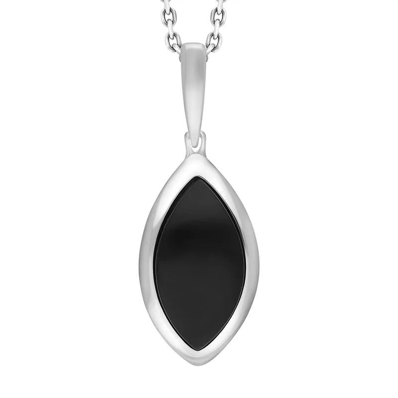 Sterling Silver Whitby Jet Curved Marquise Necklace sold by Jura Watches