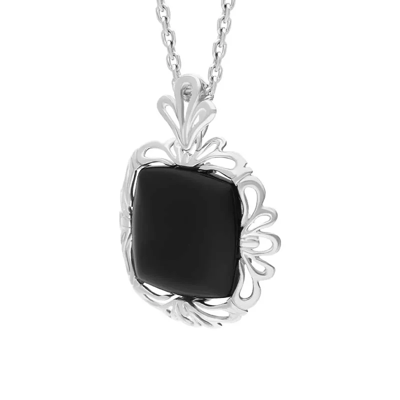 Sterling Silver Whitby Jet Ornate Edged Necklace sold by Jura Watches product image thumbnail 2